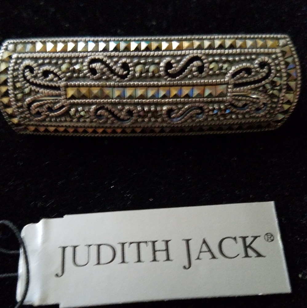 Sterling silver and marcasite brooch